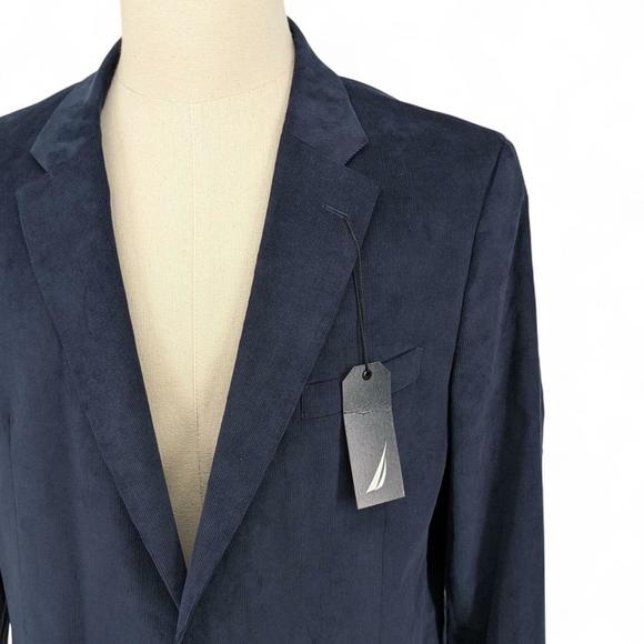 Nautica Men’s Corduroy Sport Coat Modern Fit Stretch Blazer Jacket 48R Navy - Picture 1 of 7
